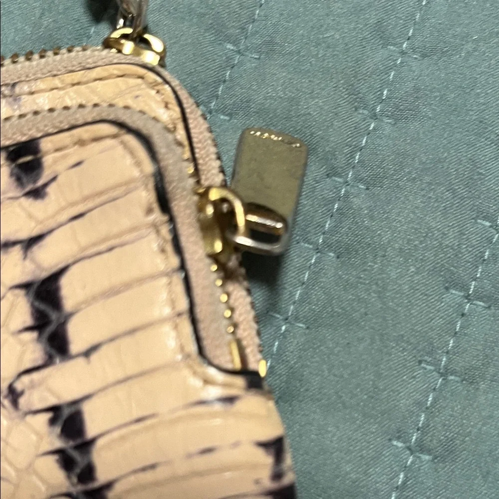 Coach Beige Snake Print small Clutch